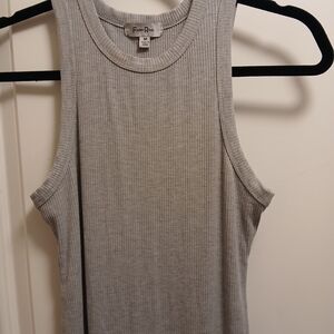 Gray Ribbed Tank Top